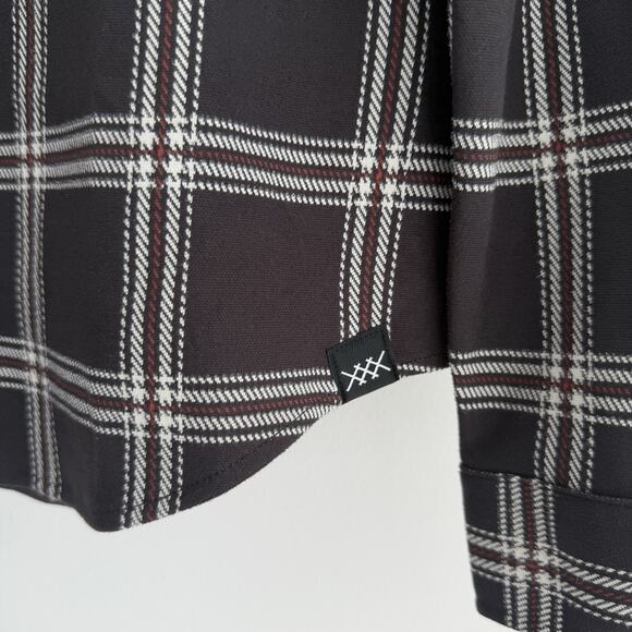 Rhone Flannel Shirt Men Medium Hardy Brown Plaid Dark Espresso Windowpane Preppy - Picture 5 of 12